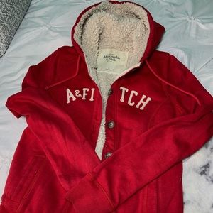 Red fur Abercrombie and Fitch Sweater